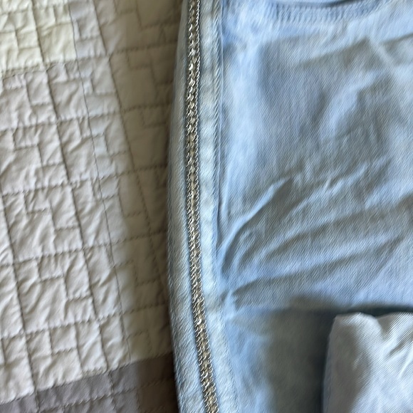 VENTI6 light denim blue stretch pants with rhinestones - Picture 2 of 5